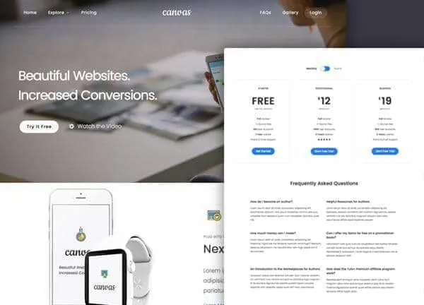 SaaS and apps WordPress theme: the App Landing demo home page