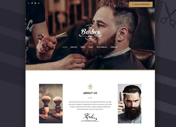 Barber Shop demo home page