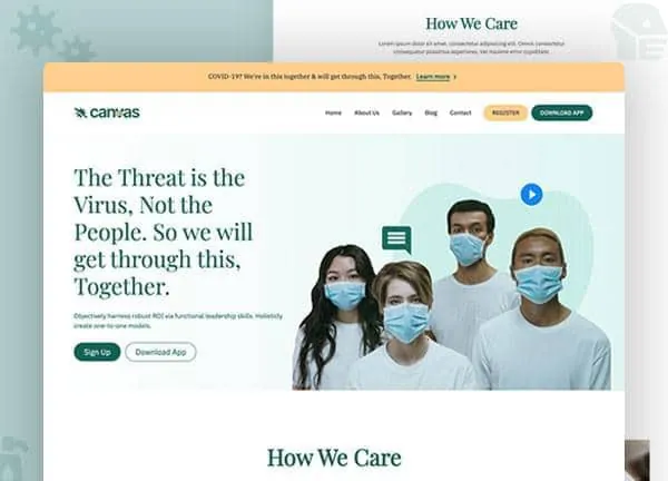 Covid Care demo home page