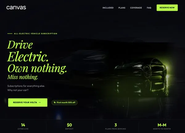 EV Subscription demo home page