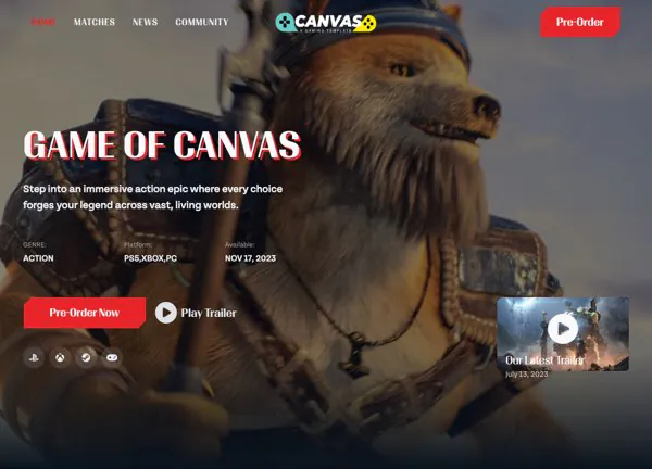 Game of Canvas demo home page