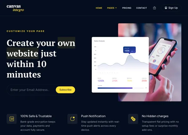 Integro demo home page