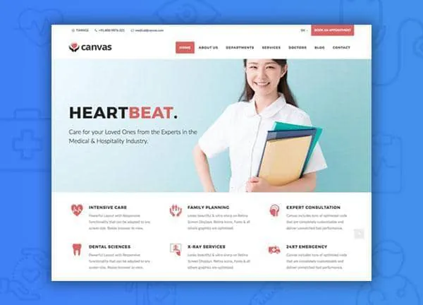 Medical and dental WordPress theme: the Medical demo home page