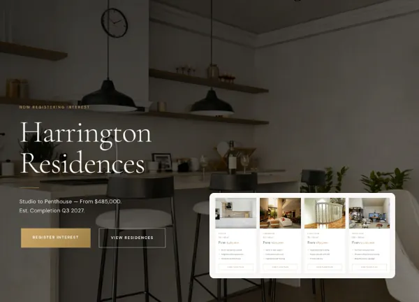 Harrington Residences demo home page