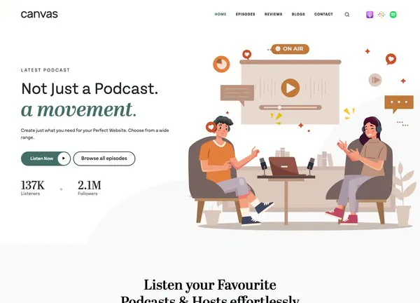 Podcasts demo home page