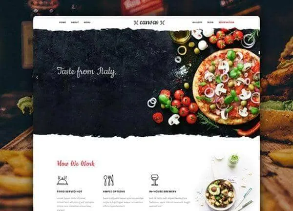 Restaurant WordPress theme: the Italian Restaurant demo home page