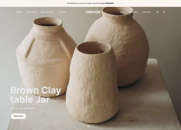 Pottery Shop demo home page