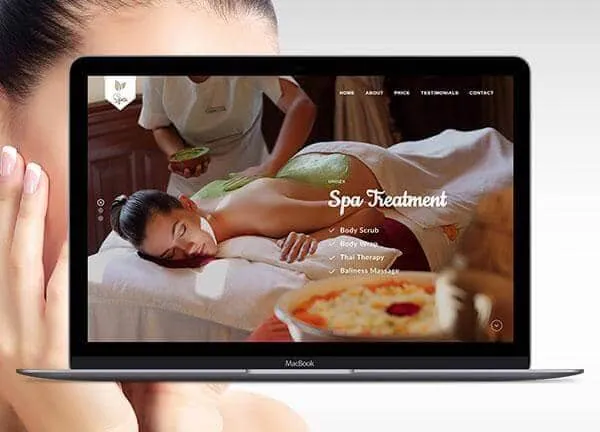 Beauty salon and spa WordPress theme: the Spa demo home page