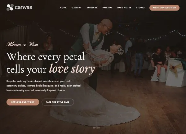 Wedding Florist demo home page