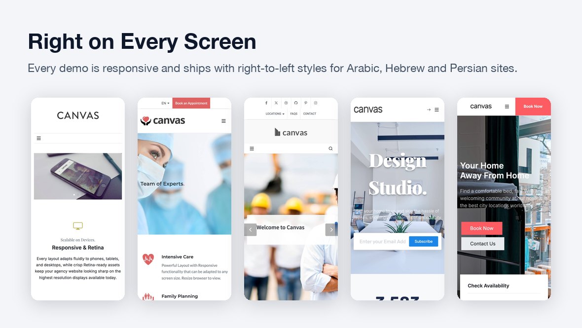 Five Canvas demos on a phone screen