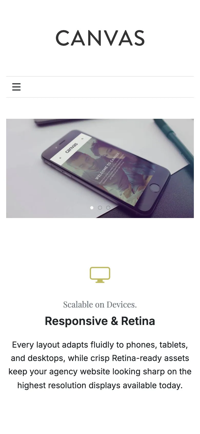 The Agency demo home page on a phone