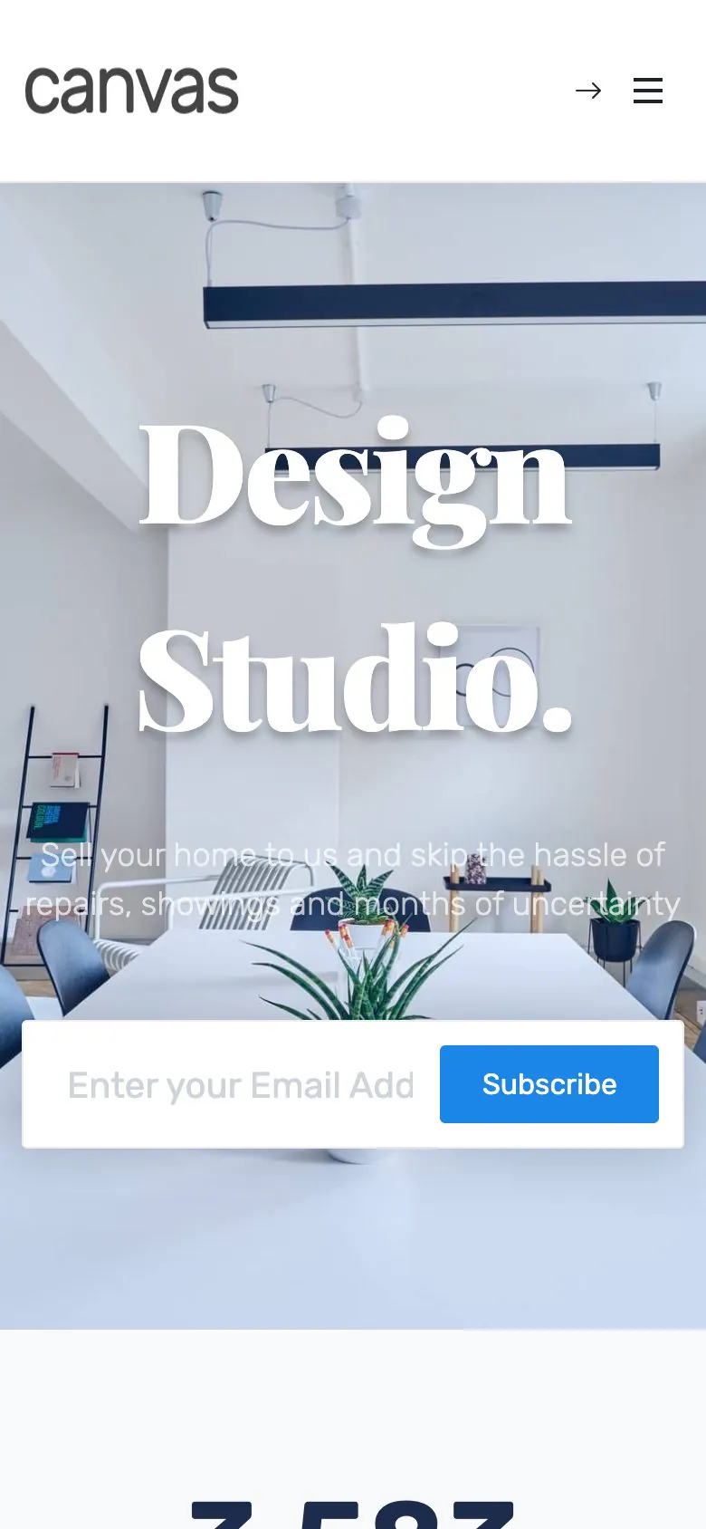 The Interior Design demo home page on a phone