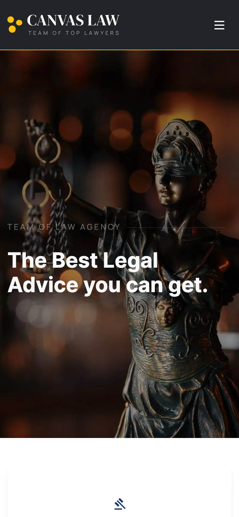 The law firm demo home page on a phone